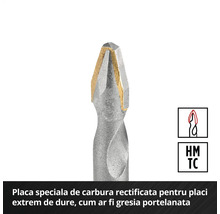 Burghiu pentru faianță cu vârf din metal dur