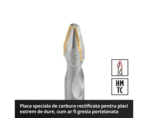 Burghiu pentru faianță cu vârf din metal dur
