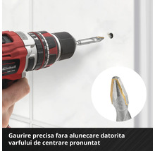 Mașină de găurit/înșurubat cu acumulator Einhell găurește o gaură în faianță