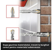 Burghiu pentru diverse materiale în utilizare.
