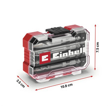 Set de biți cu logo Einhell în carcasă cu dimensiunile 10,8 x 3,5 x 7,5 cm