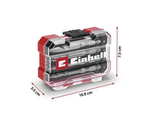 Set de biți cu logo Einhell în carcasă cu dimensiunile 10,8 x 3,5 x 7,5 cm