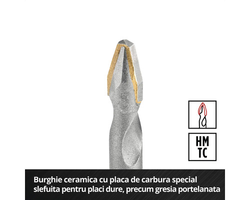 Burghiu ceramic cu placă de carbură pentru plăci dure