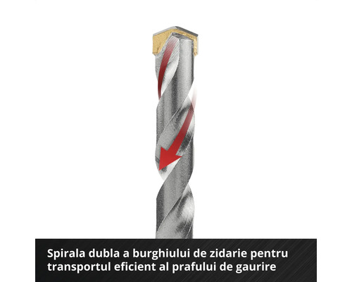 Prim-plan cu un burghiu pentru piatră cu spirală dublă