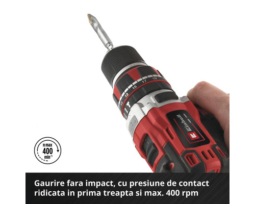 Șurubelniță cu acumulator cu atașament de găurire în detaliu