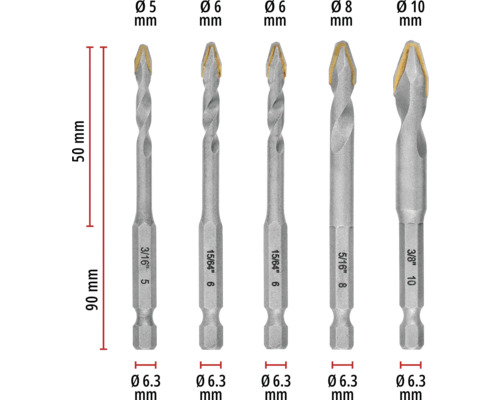 Set burghie pentru sticlă cu diferite diametre și dimensiuni