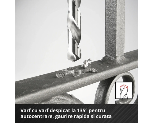 Burghiu pentru metal găurind metal, vârf de burghiu de 135 grade
