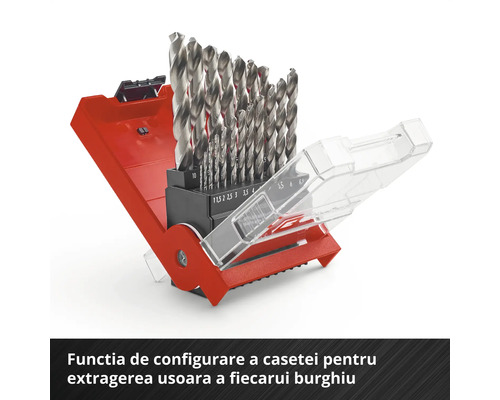 Set de burghie în cutie deschisă