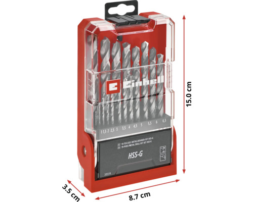 Einhell Set burghie metal HSS-G, 19 piese