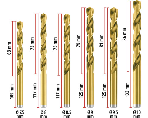Set de burghie pentru metal cu diferite dimensiuni