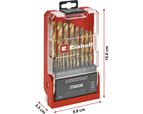 Set Einhell de burghie pentru metal cu 19 piese în cutie