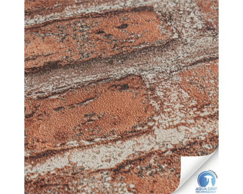 Prim-plan cu tapet cu model de cărămidă și sigiliul Aqua Grip Technology