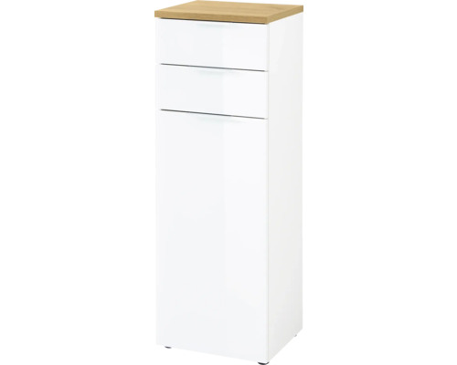 Dulap de baie alb cu două sertare și o ușă