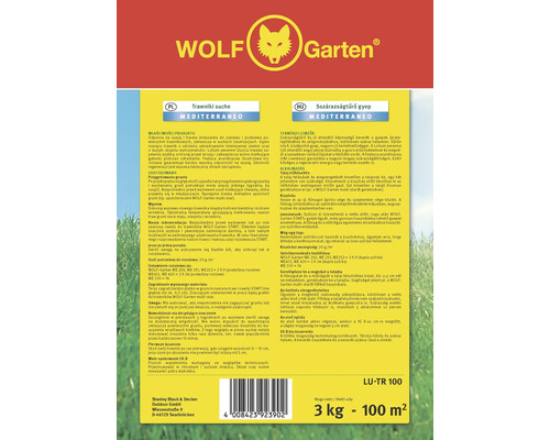Ambalajul produsului Wolf Garten Gazon pentru zone secetoase, tip mediteranean