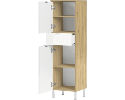 Dulap de baie cu sertar, rafturi și două uși