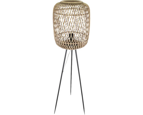 Lampă de podea cu abajur din ratan și cadru metalic