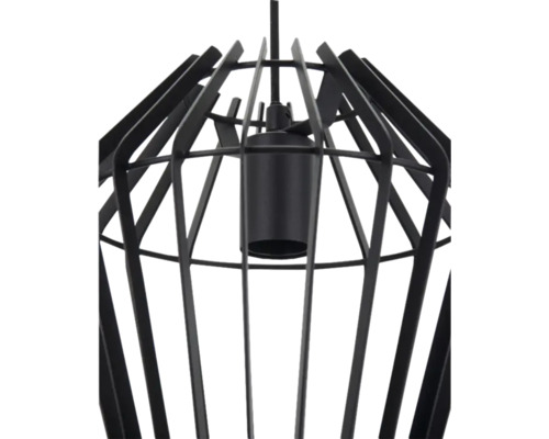 Lumină suspendată neagră cu abajur tip cușcă pentru interior