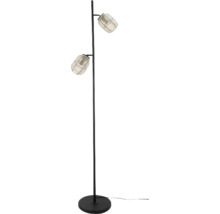 Lampă de podea cu două abajururi și bază rotundă