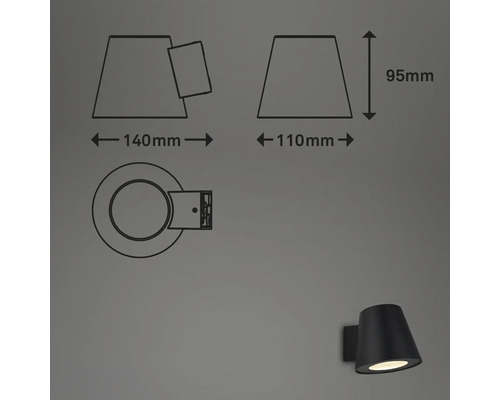 Desen tehnic al unei lămpi de perete cu dimensiuni