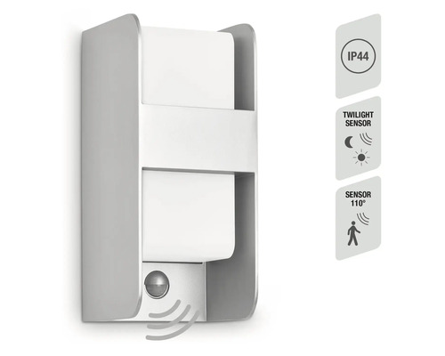 Lumină de perete cu senzor crepuscular și detector de mișcare, grad de protecție IP44