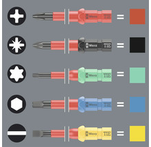 Diverse șurubelnițe cu diferite profile de șuruburi și logo-ul Wera