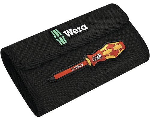 Geantă de scule neagră cu logo Wera și simbol șurubelniță