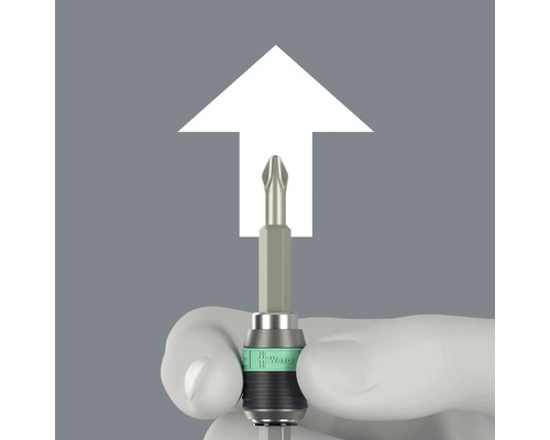 Sigla Wera cu bit de șurubelniță și săgeată albă