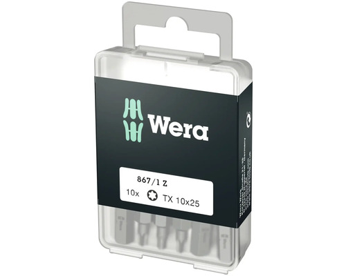 Set de biți Wera 867/1 Z Torx TX 10x25 în ambalaj transparent