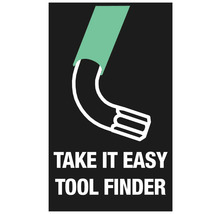 Ilustrație cu o cheie Allen cu inscripția Take it easy Tool Finder