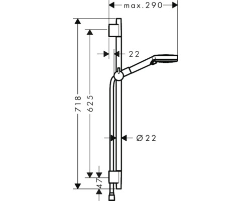 Desen tehnic al unei bare de duș cu dimensiuni