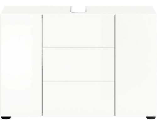 Dulap de baie alb cu două uși și trei sertare