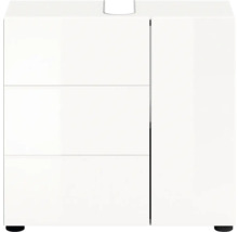 Dulap de bază alb pentru lavoar cu trei sertare și o ușă