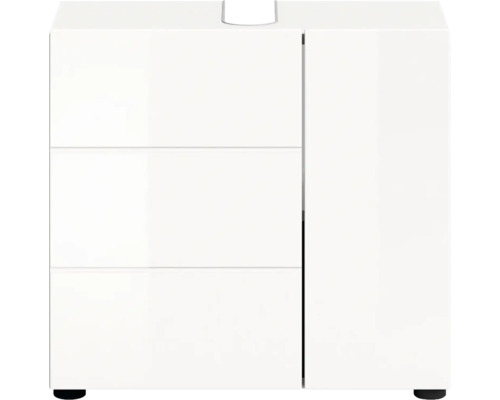 Dulap de bază alb pentru lavoar cu trei sertare și o ușă