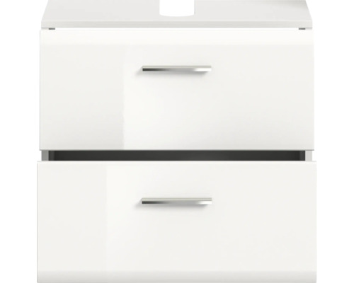 Dulap de bază pentru lavoar alb cu două sertare și mânere
