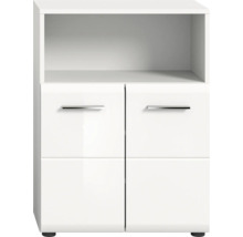 Dulap alb cu două uși și compartiment deschis