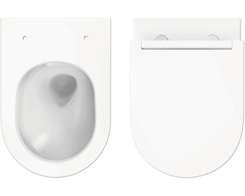 Vas WC suspendat cu spălare adâncă și capac WC de sus