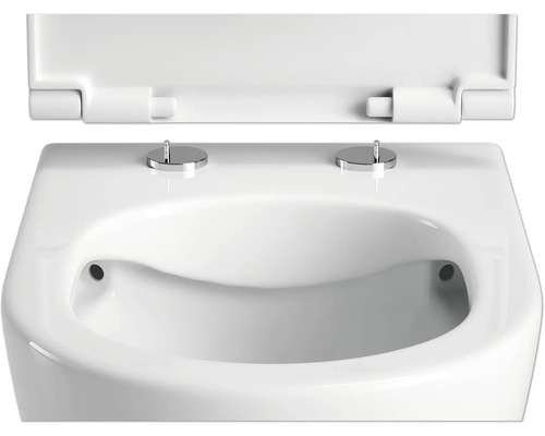 Bideu de perete cu capac de toaletă deschis pentru baie