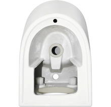 Prim-plan al unui WC ceramic suspendat