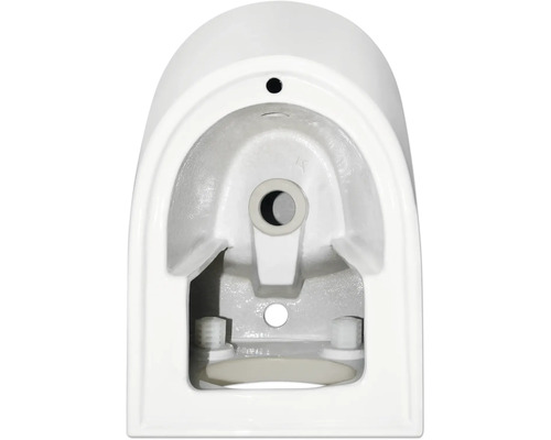 Prim-plan al unui WC ceramic suspendat