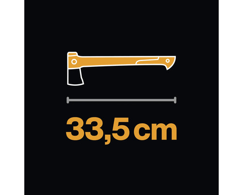 Ilustrație a unui topor cu dimensiunea de 33,5 cm