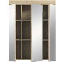 Dulap oglindă deschis din lemn cu rafturi