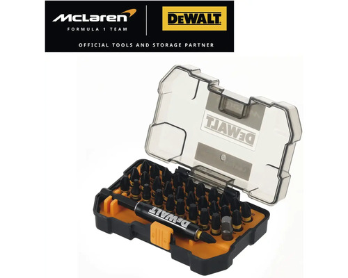 Set de biți DeWalt cu suport într-o cutie deschisă