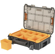 Cutie de scule deschisă cu compartimente pentru depozitarea sculelor și accesoriilor