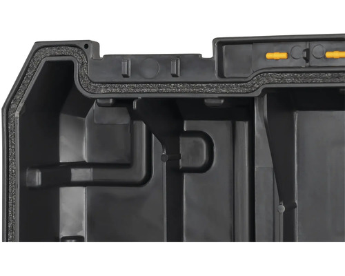 Vizualizare detaliată a interiorului unei cutii de scule cu etanșare