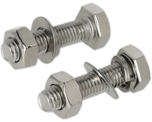 Două șuruburi hexagonale cu piulițe și șaibe