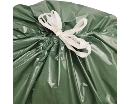 Sac de gunoi plin, verde, cu bandă de închidere