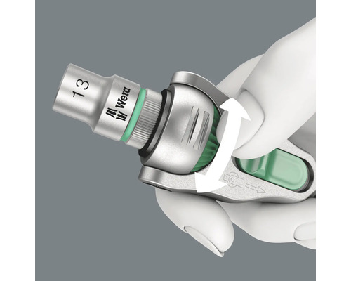 Sigla Wera, maneta de comutare a unui clichet Wera cu piuliță de 13