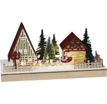 Decoratiune de Craciun cu Mos Craciun, reni, case si pomi