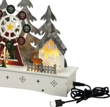 Decorațiune de Crăciun cu roată panoramică, casă și cablu USB