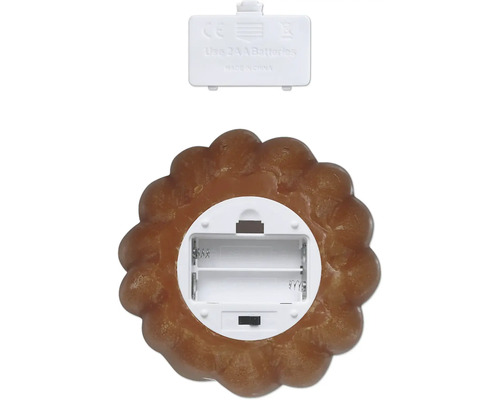 Compartimentul pentru baterii al unei lumini decorative în formă de biscuiți